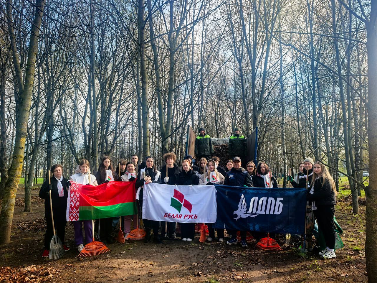 Формула идеального субботника: зелёный массив + дружная команда = наведённый порядок.